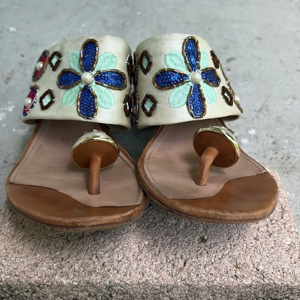 Tory Burch embellished satin kitten heels